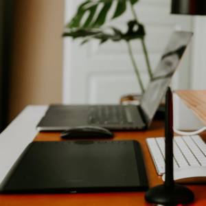 Laptop on desk; Ablis CBD wholesale